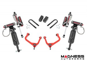 GMC Sierra 1500 Lift Kit - 3.5in - Vertex Coilovers w/ Vertex Rear Shocks - Multi-Leaf Rear Springs - Red Upper Control Arms